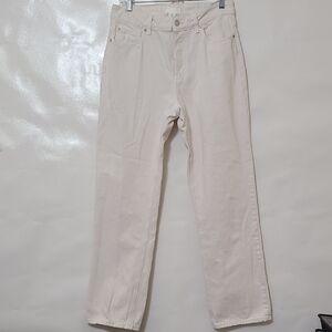 H&M Women's Cream Straight-Leg Jeans - Size 8‎